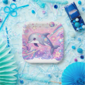 Moderne Dolphin-Babydusche Pappteller (Party)