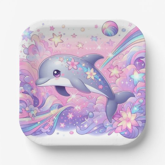 Moderne Dolphin-Babydusche Pappteller (Vorderseite)