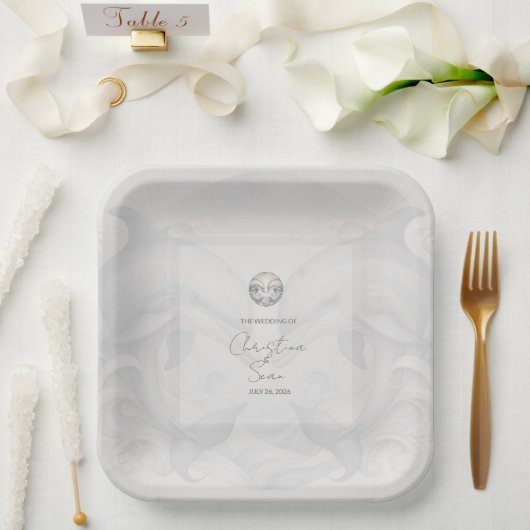 Moderne Dolphin-Hochzeitsplatte Pappteller (Hochzeit)