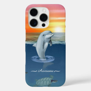 Moderne Dolphin, Schildkröten & Drehbuch auf dem O iPhone 16 Pro Hülle