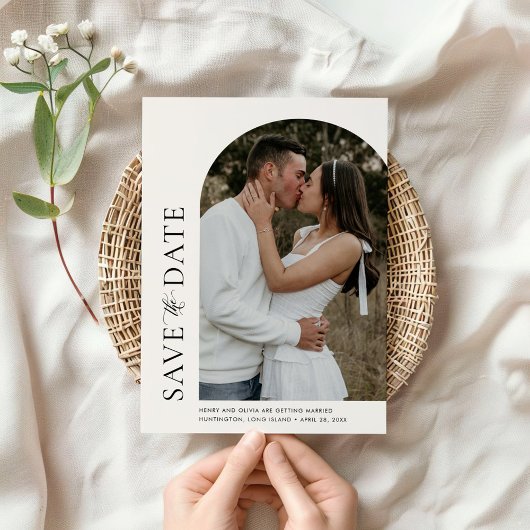 Moderne Dome Off Center Foto Save the Date Karte