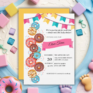 Moderne Donut Baby Sprinkles Babydusche Einladung