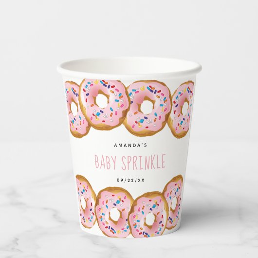 Moderne Donut Girls Babydusche Sprinkle Pappbecher (Rückseite)