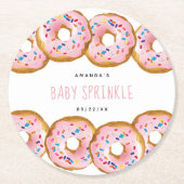 Moderne Donut Girls Babydusche Sprinkle Runder Pappuntersetzer (Vorderseite)