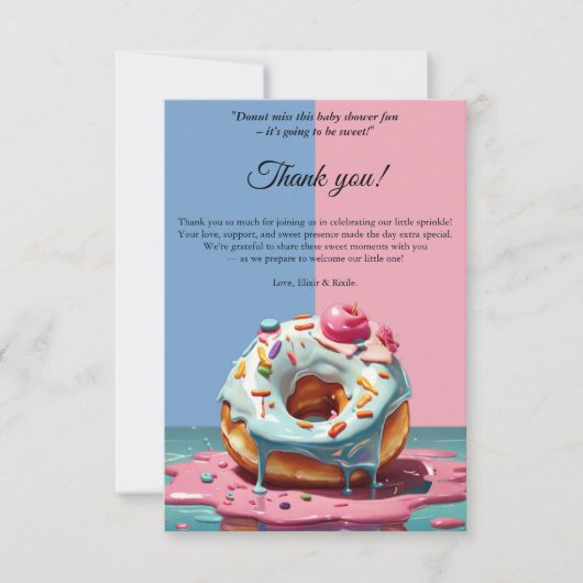 Moderne Donut Sprinkles Gender Neutral Baby Dusche Dankeskarte (Vorderseite)
