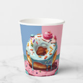 Moderne Donut Sprinkles Gender Neutral Baby Dusche Pappbecher (Rückseite)