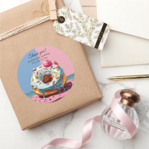 Moderne Donut Sprinkles Gender Neutral Baby Dusche Runder Aufkleber