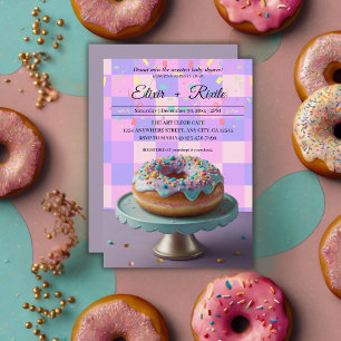 Moderne Donut-Streusel-Karo-Babyparty Einladung
