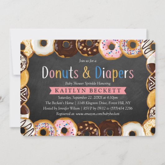 Moderne Donuts & Diapers Kinderdusche Sprinkle Einladung (Vorderseite)