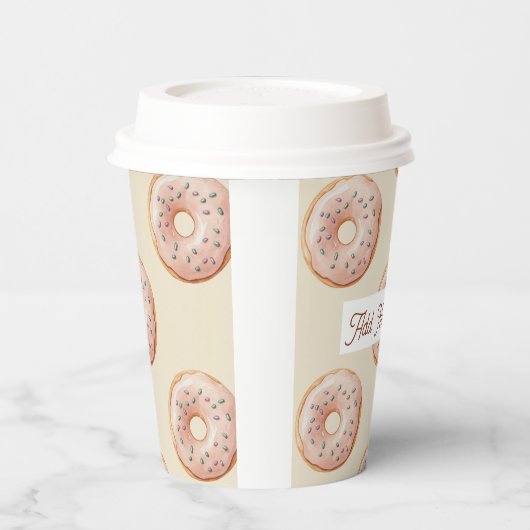 Moderne Donuts-Muster mit Namen oder Text Pappbecher (Links)
