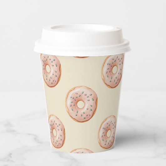 Moderne Donuts-Muster mit Namen oder Text Pappbecher (Vorderseite)