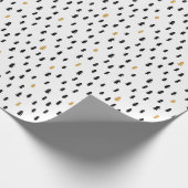 Moderne Doodle Black Gold Einfache Pinetrees auf W Geschenkpapier (Ecke)