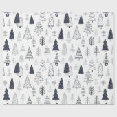 Moderne Doodle Weihnachten Wild Forest Pine Trees Geschenkpapier (Flach)
