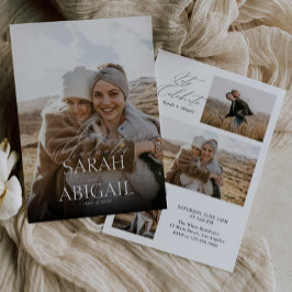 Moderne Doppel-Feier Foto Graduation Party Einladung