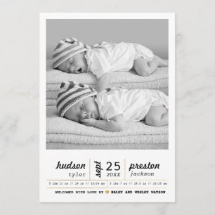 Moderne Doppelgeburts-Mitteilung Ankündigung