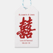 Moderne Doppelglücklichkeit und "Liebe" Hochzeit Geschenkanhänger (Vorderseite)