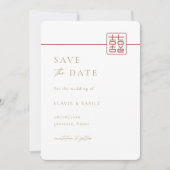 Moderne Doppelglückssehen retten das Datum Einladung (Vorderseite)