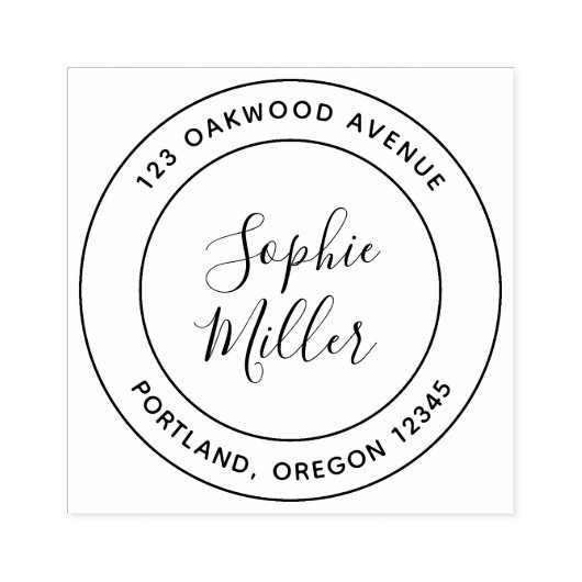 Moderne Doppelgrenzkalligraphie-Rücksendeadresse Gummistempel (Prägung)