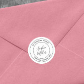 Moderne Doppelgrenzkalligraphie-Rücksendeadresse Runder Aufkleber