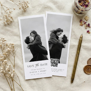 Moderne doppelseitige Lesezeichen-Foto-Hochzeitsan Save The Date