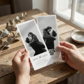 Moderne doppelseitige Lesezeichen-Foto-Hochzeitsan Save The Date