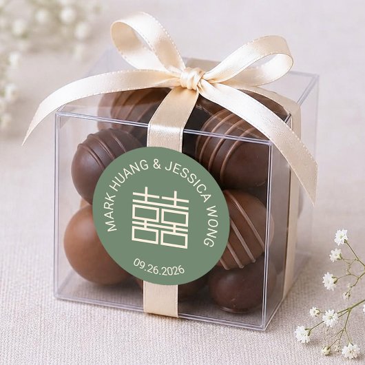 Moderne Doppelte Glück Grün Hochzeit Aufkleber