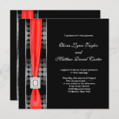 Moderne Dot Schwarz-weiß Red Black Wedding Einladung (Vorne/Hinten)