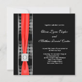 Moderne Dot Schwarz-weiß Red Black Wedding Einladung (Vorderseite)