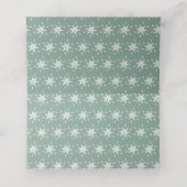 Moderne Dot Snowflakes Winter Wedding Soft Green Platzkarte (Innenseite Aufgefaltet)