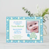 MODERNE DOT TURTLE Kindergeburtsankündigung für Fo Ankündigung (Stehend Vorderseite)