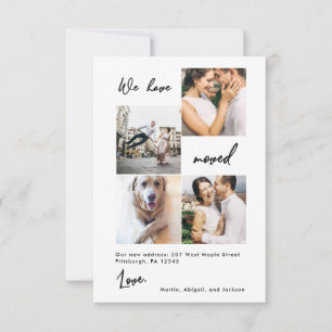 Moderne Dots Black Change of Address Foto Dankeskarte