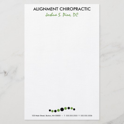 Moderne Dots Chiropractic Stationery Briefpapier (Vorderseite)