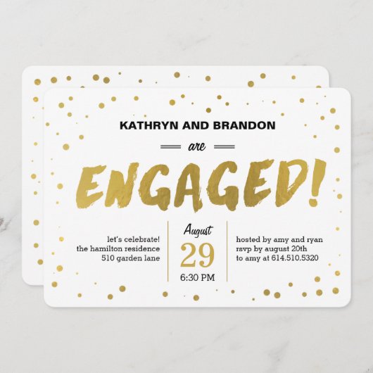 Moderne Dots Engagement Party oder Dusche Einladun Einladung (Vorne/Hinten)