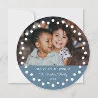 Moderne Dots Frame Blue Ornament 2 Foto