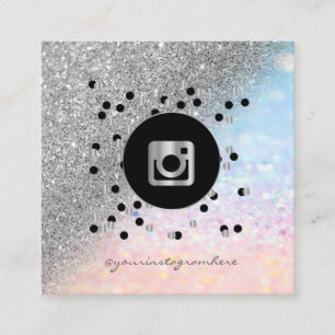 Moderne Dots Silver Glitzer Bokeh Ombre Instagram Quadratische Visitenkarte