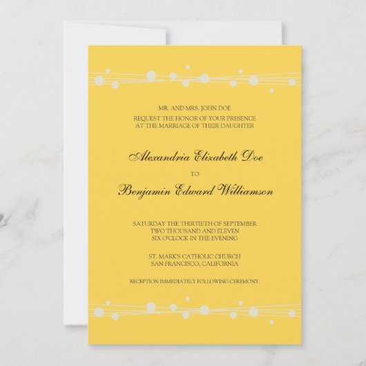 Moderne Dots & Straw Hochzeitseinladung (gelb) Einladung (Vorderseite)