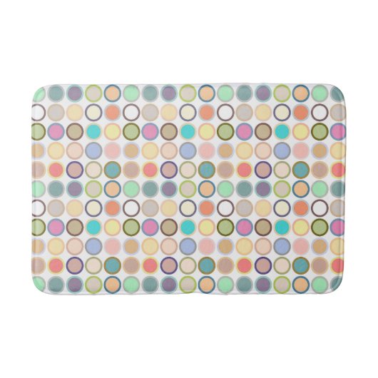 Moderne Dots - weiß mit Pastellfarben Badematte (Vorderseite)