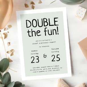 Moderne "Double the Fun" Gemeinsame Geburtstagspar Einladung