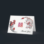 Moderne Drache-Phoenix Doppelte-XI Hochzeit Dankeskarte<br><div class="desc">Blauer und roter Drache und doppeltes Glück Phoenix Dankes- notecard für die Hochzeit/den Jahrestag des modernen Chinesen. Völlig kundengerecht,  mögen möglicherweise Sie Text zum Anzug ändern Ihr Bedarf.</div>