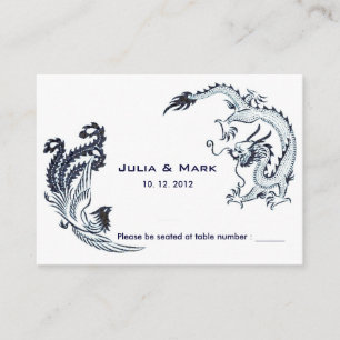 Moderne Dragon-Phoenix Chinese Wedding Table Card Platzkarte