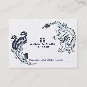 Moderne Dragon-Phoenix Chinese Wedding Table Card Platzkarte