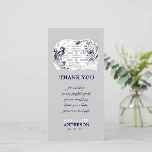 Moderne Dragon-Phoenix Chinesische Hochzeit Danke (Stehend Vorderseite)