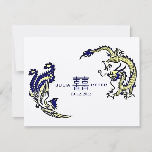 Moderne Dragon-Phoenix-Chinesische Hochzeitseinlad Einladung (Vorderseite)