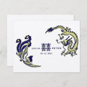 Moderne Dragon-Phoenix-Chinesische Hochzeitseinlad Einladung (Vorne/Hinten)