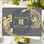 Moderne Dragon-Phoenix-Chinesische Hochzeitseinlad Einladung
