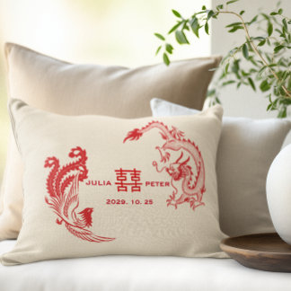 Moderne Dragon-Phoenix Personalisierte Chinesische Lendenkissen