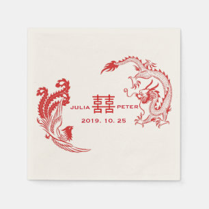 Moderne Dragon-Phoenix Personalisierte chinesische Serviette