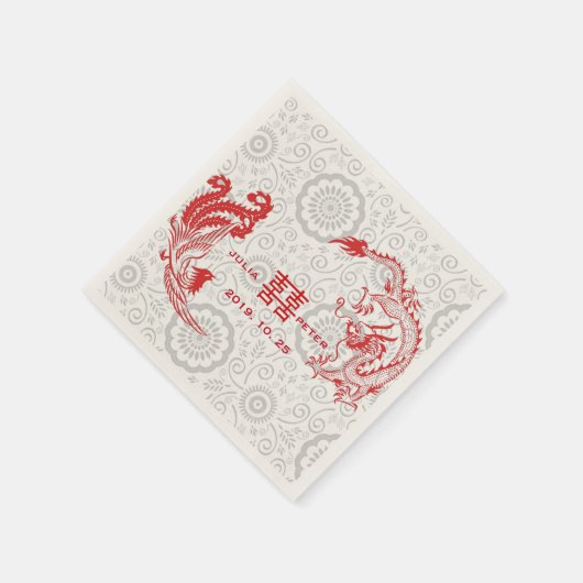 Moderne Dragon-Phoenix Personalisierte chinesische Serviette (Ecke)