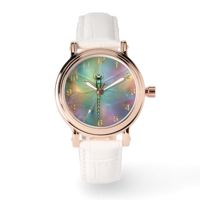 Moderne Dragonfly Fraktal Art Armbanduhr (Vorderseite)