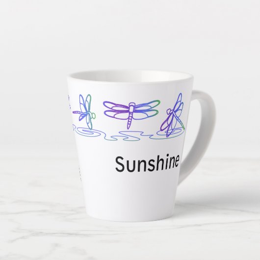 Moderne Dragonfly Personalisierte Latte-Tasse Milchtasse (Rechte Ecke)